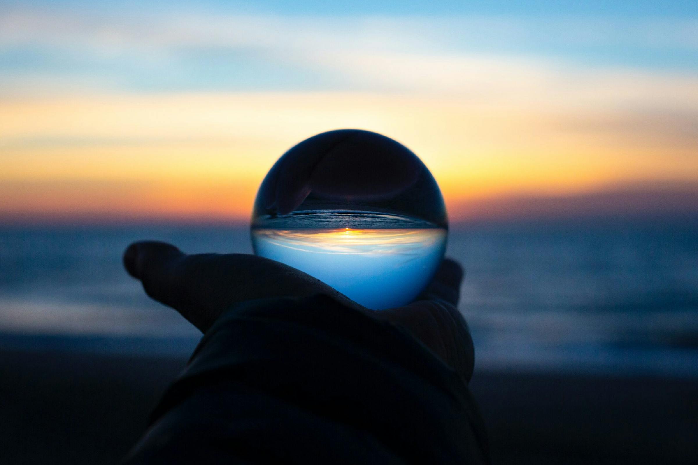 glass globe sunset